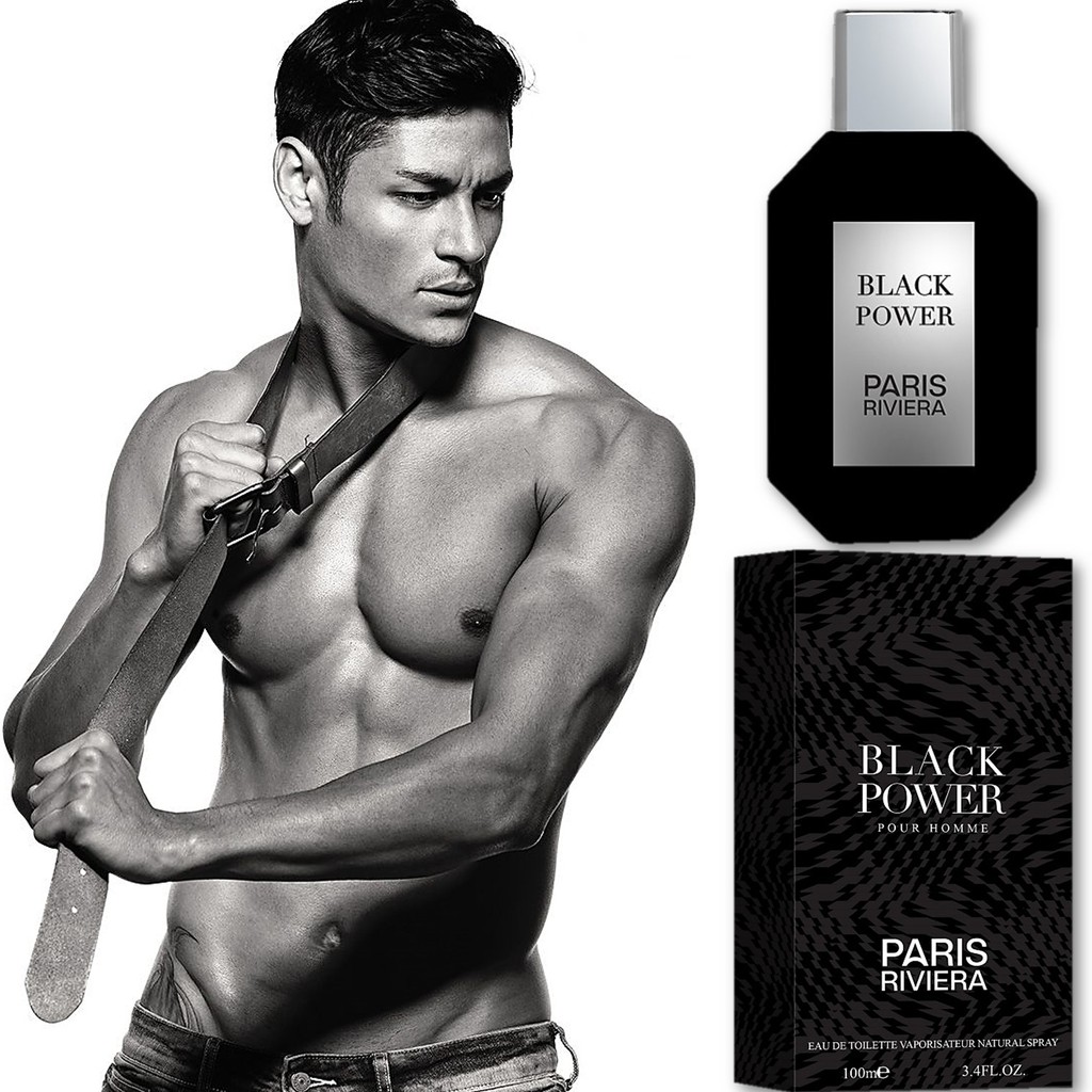 น้ำหอมแท้ นำเข้า มีเลขรับแจ้ง กล่องซีล ยี่ห้อ PARIS RIVIERA BLACK POWER POUR HOMME EDT 100 ML