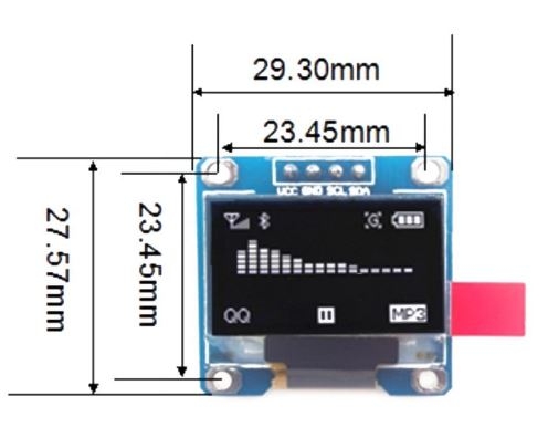 โมดูลจอแสดงผล OLED ขนาด 0.96 นิ้ว 128X64 (สีน้ำเงิน) 4 Pin - เชื่อมต่อแบบ I2C