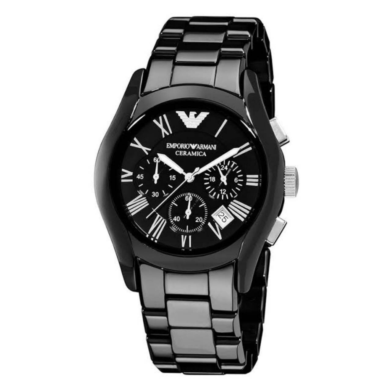 นาฬิกา Emporio Armani Chronograph Black Dial Black Ceramic Men's Watch AR1400 Size 42 mm