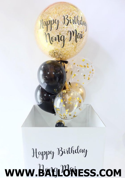 เซทลูกโป่งขนาด24นิ้ว จัดช่อรวม 7ใบ1ช่อ ใส่กล่องเซอร์ไพรส์ / Set Balloon 24" 1bunch + Surprise Box