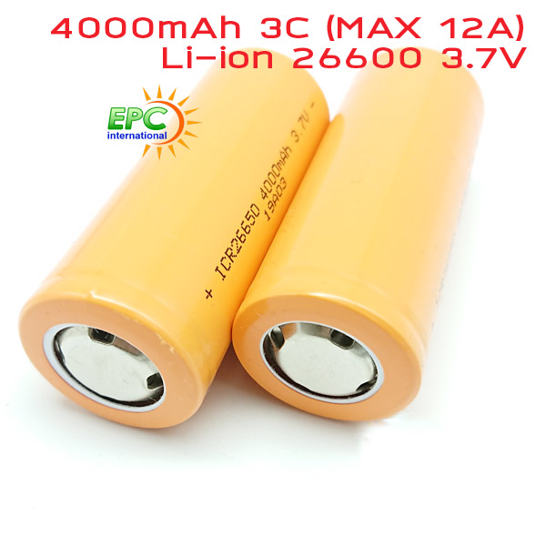 แบตเตอรี่แบบ Li-ion 26650 ความจุเต็ม 4Ah 5C
