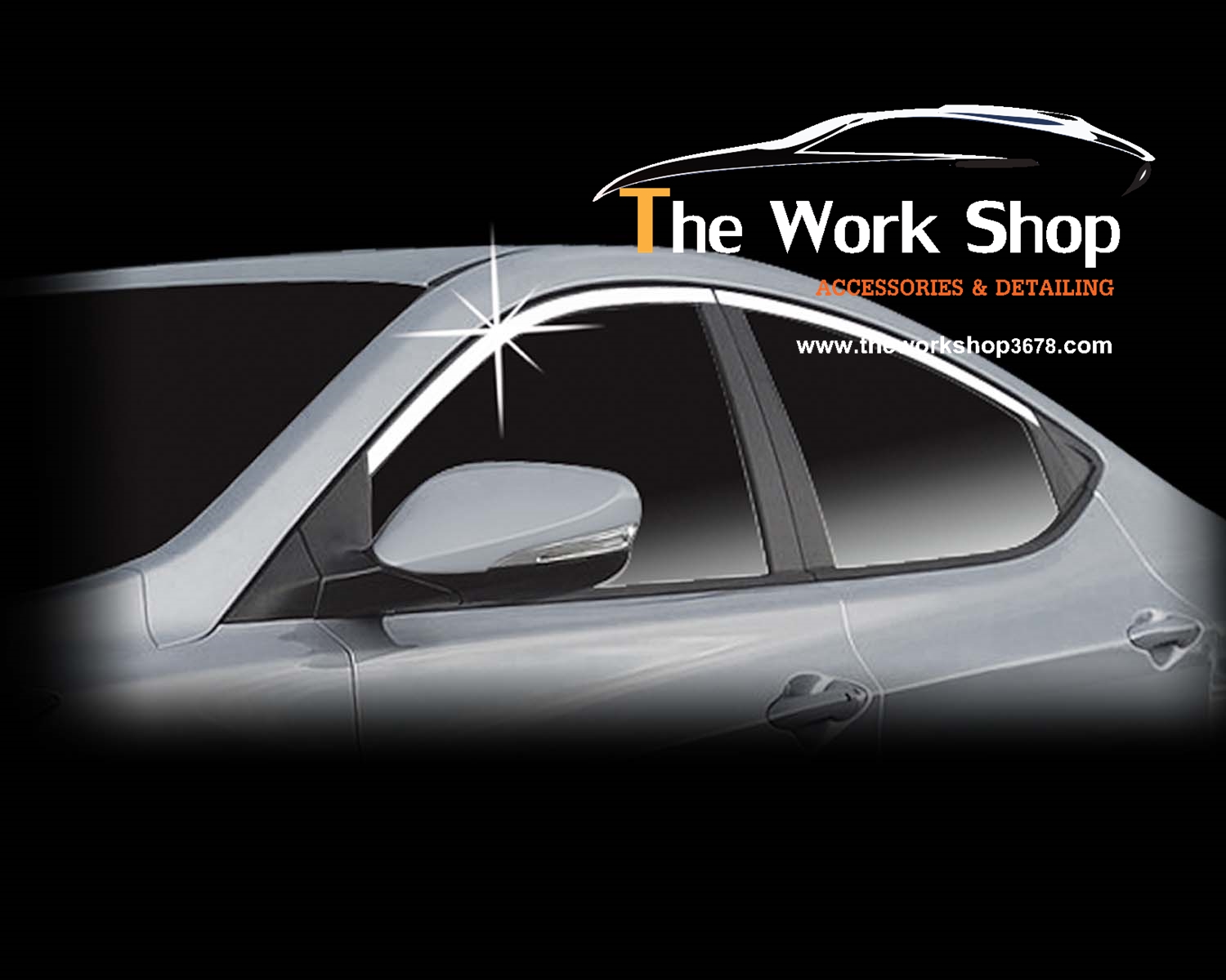 Luxury Chrome Sun Visor (Sangcarful) for Elantra ( ชุดคิ้วโครเมี่ยมแต่งขอบกระจกด้านล่าง )