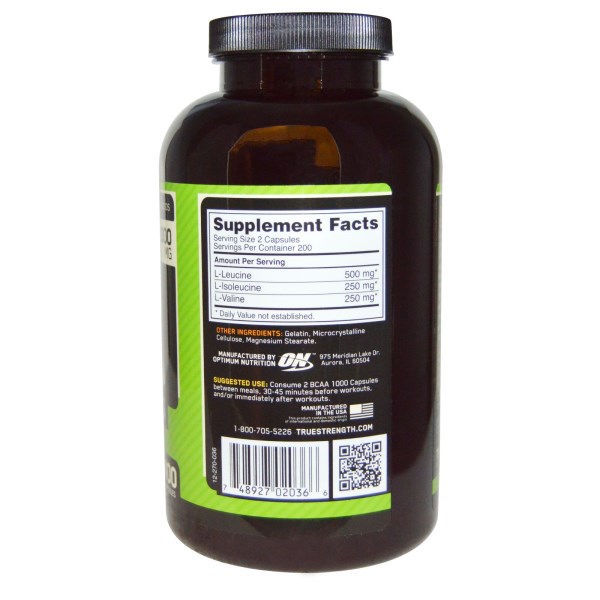 Optimum Nutrition, BCAA 1000 Caps, Mega-Size, 1000 mg, 400 Capsules