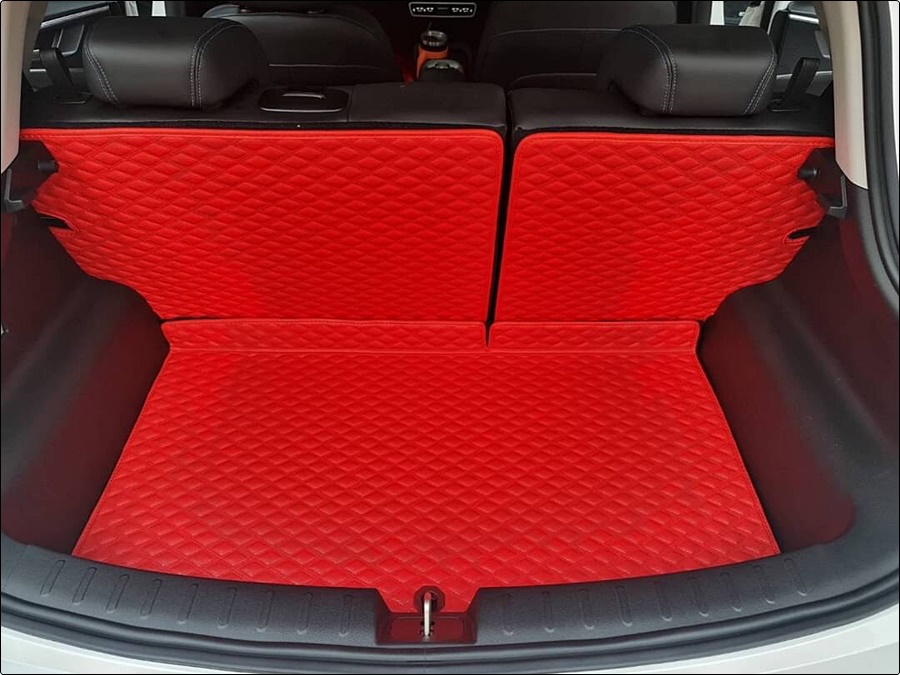 พรมปูพื้นรถยนต์ 5D GWM ORA GOOD CAT พรมหนัง5D หนาพิเศษ ลายDiamond สีดำ รวมแผ่นท้าย ปิดเบาะ เต็มคัน