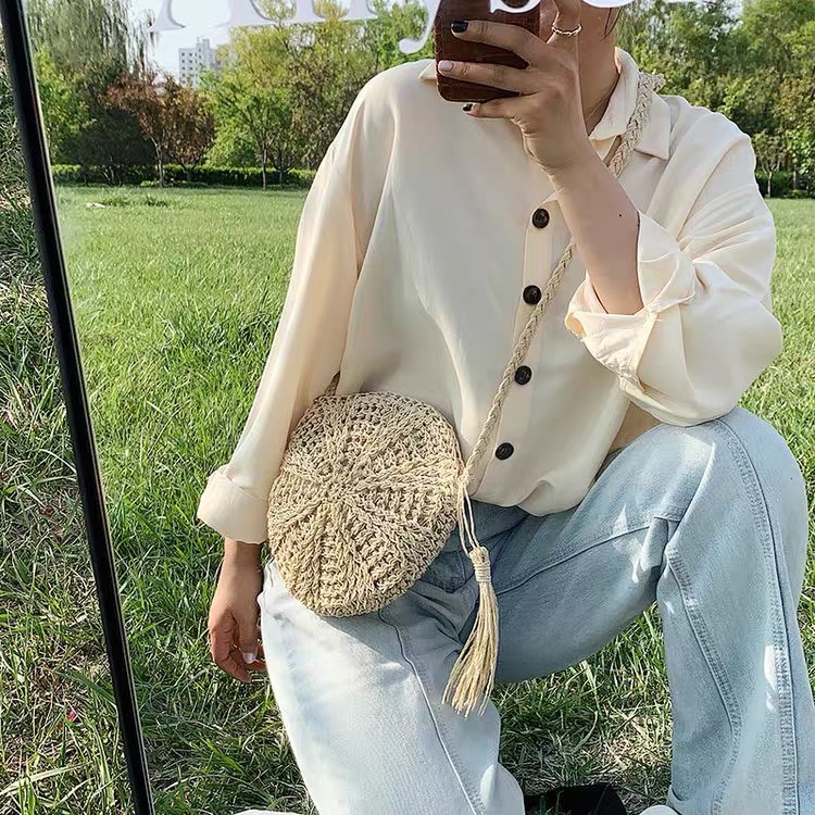 กระเป๋าสะพาย ทรงกลม แฟชั่นเกาหลี 🤎🤍