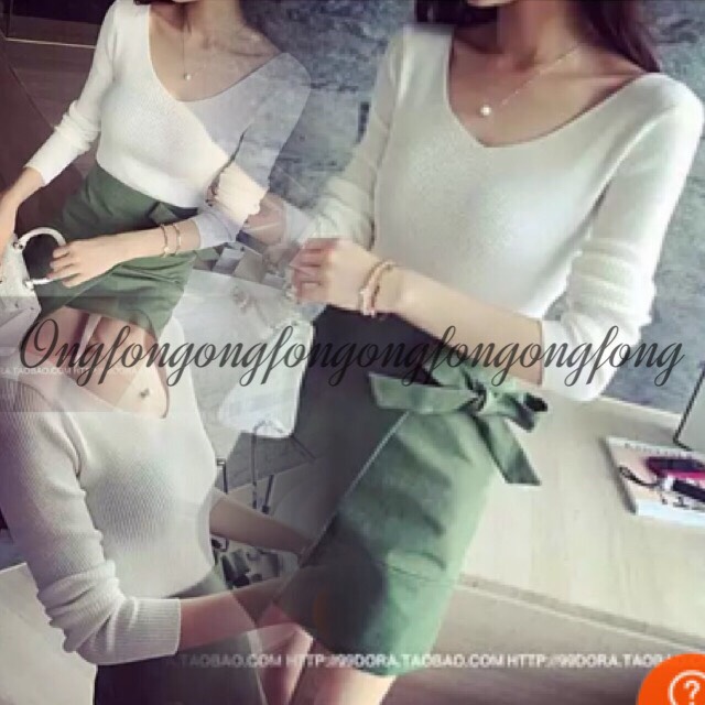 เสื้อไหมพรมคอวี