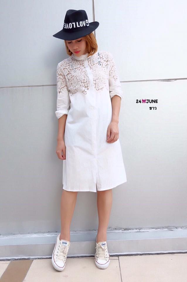 เดรสเชิ้ตแต่งลูกไม้