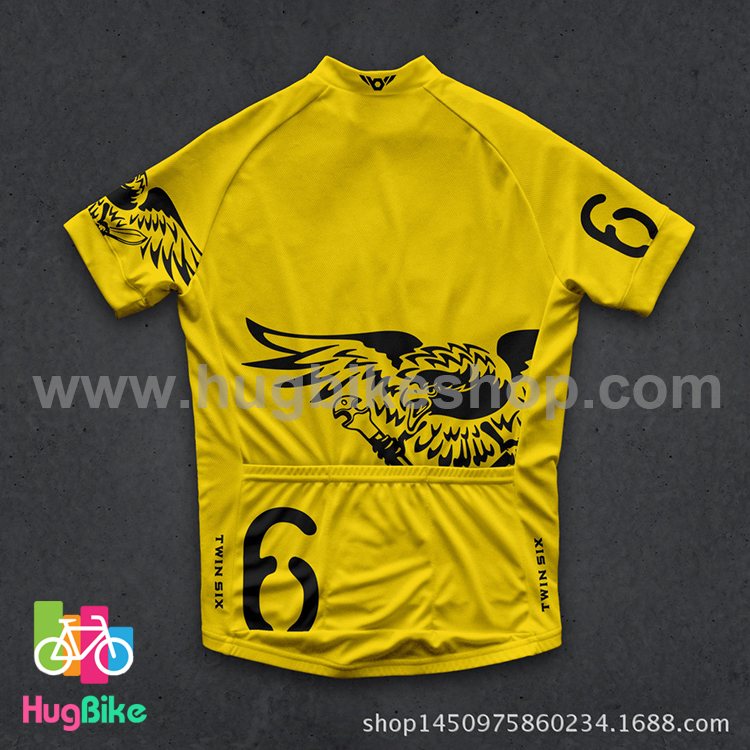เสื้อจักรยานแขนสั้นทีม TWINSIX 16 (05) สีเหลืองลายดำ
