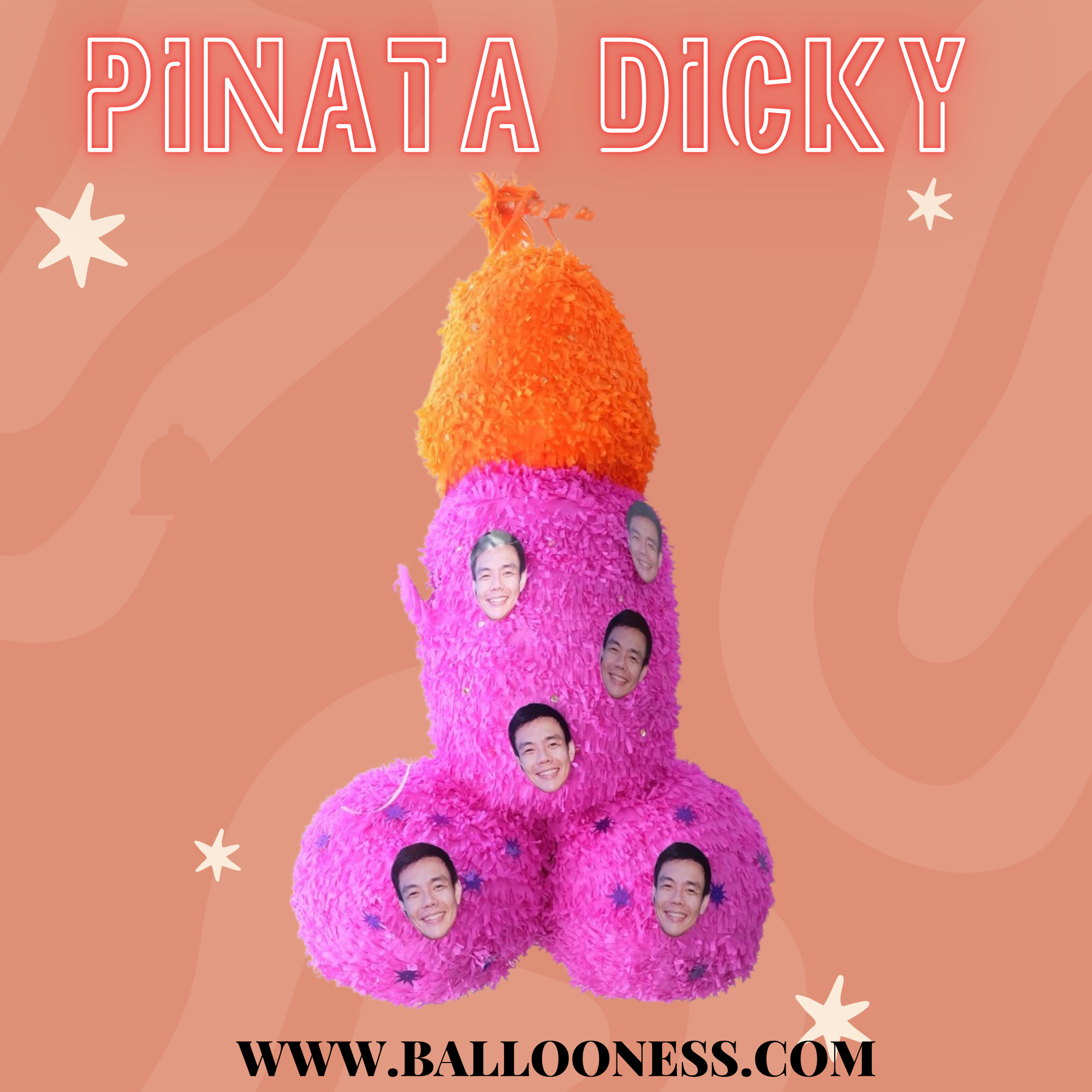 พิน้าต้า จุ้ดจู๋สีส้ม / Pinata Dicky พร้อมไม้ตี (ไม่มีขนม)