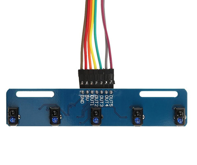 โมดูลตรวจจับเส้น 5 จุด ในแผงเดียวกัน สำหรับหุ่นยนต์เดินตามเส้น(5-Way TCRT5000L Infrared Line Tracking for Smart Car)