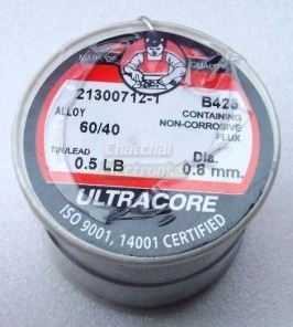 ตะกั่วบัดกรีเส้นผ่าศูนย์กลาง 0.8 มม. 0.5 ปอนด์ ยี่ห้อ Ultracore
