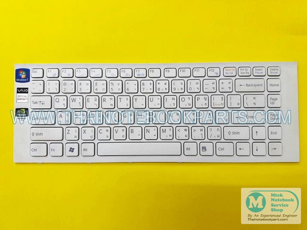 MT08887 คียบอร์ดโน้ตบุ๊ค Sony Vaio VPC-EG - 9Z.N7ASW.00R Notebook Keyboard (สินค้ามือสอง, เฟรมขาว, แป้นพิมพ์ ENG-THAI) 2