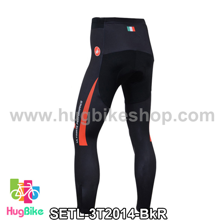 กางเกงจักรยานขายาวทีม 3T 14 สีดำแดง