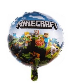 ลูกโป่งฟอยล์กลมมายคราฟน้ำเงิน ขนาด18นิ้ว / 18'' Minecraft foil balloon