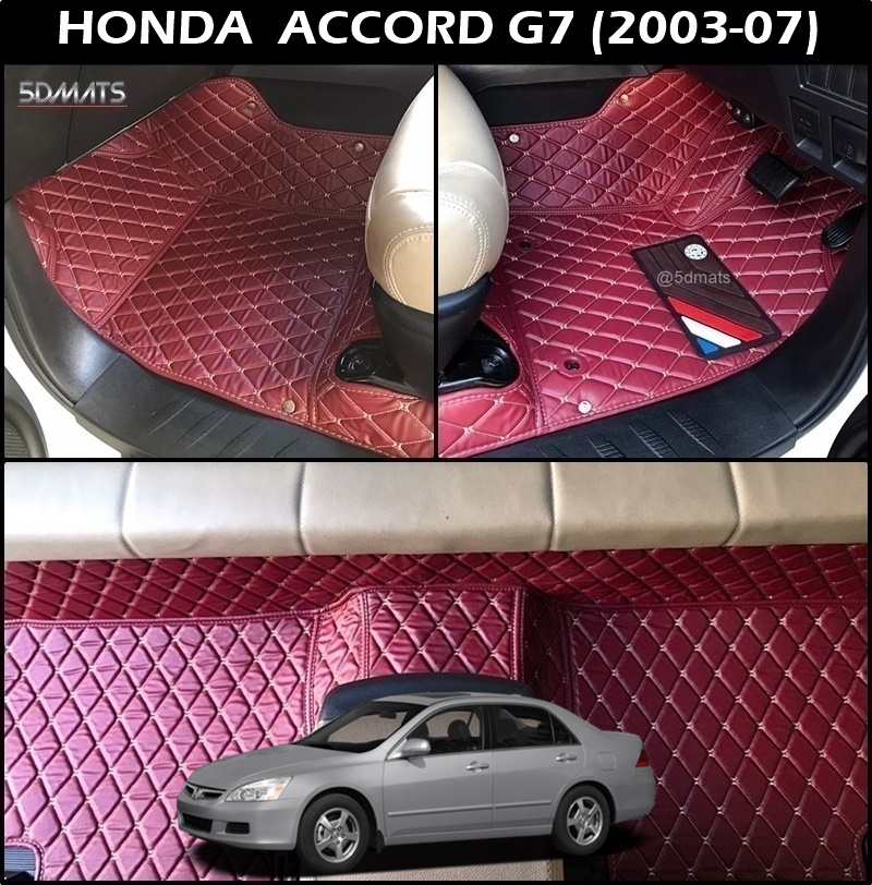 พรมปูพื้นรถยนต์ 6D HONDA ACCORD G7 (2003-07) พรม6D QX สวยงาม เข้ารูป ตรงรุ่นรถ 3ชิ้น