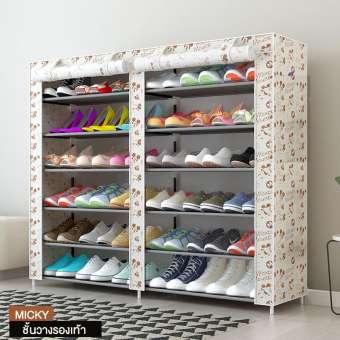 KUMALL ชั้นวางรองเท้า ตู้เก็บรองเท้า ตู้ใส่รองเท้า 6 ชั้น Shoes Rack จำนวน 42 คู่ ส่งจากกรุงเทพ