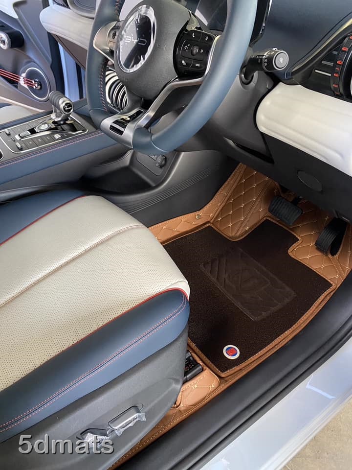 พรมปูพื้นรถยนต์ 7D BYD ATTO 3 พรม7D QJ VIP เสริมใยดักฝุ่น หนาพิเศษ เต็มคัน