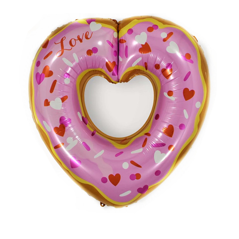 HEART DONUT FOIL BALLOON / ลูกโป่งฟอยหัวใจโดนัท (74*76cm)