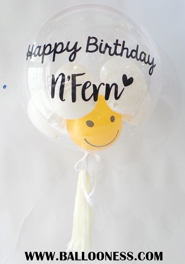 เซทลูกโป่งบับเบิ้ลหน้ายิ้ม ขนาด24นิ้ว / Set Bubble Balloon Smiley 24"