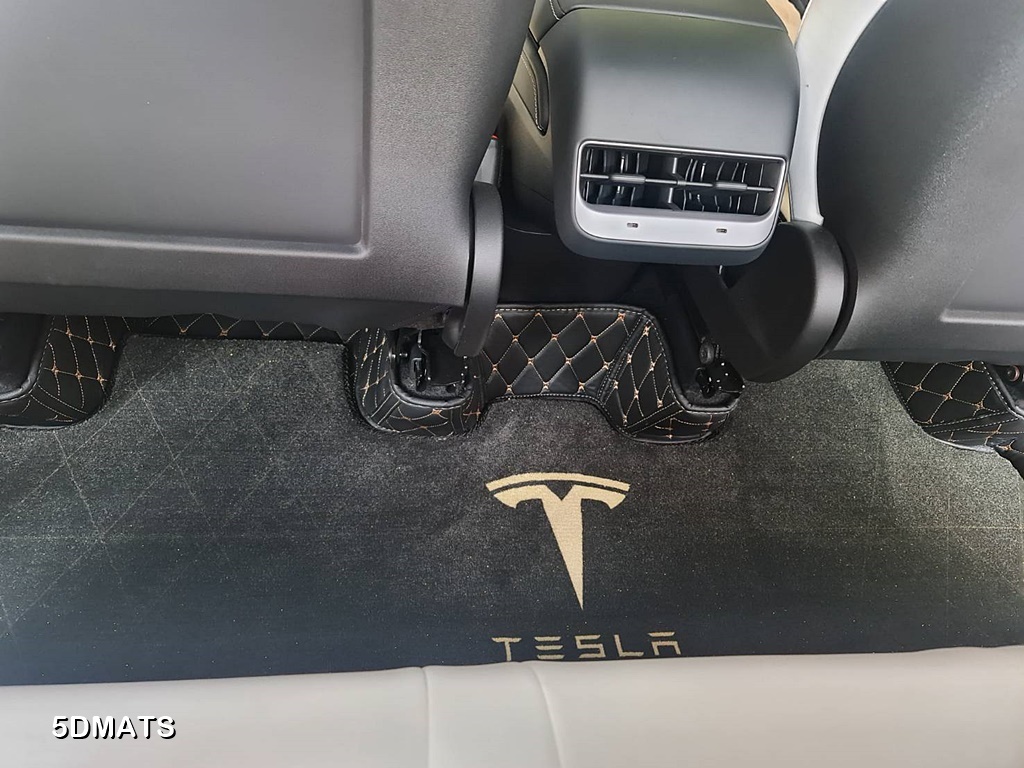 พรมปูพื้นรถยนต์ 7D TESLA MODEL Y (2021-28) พรม7D QJ VIP เสริมใยดักฝุ่น หนาพิเศษ เต็มคัน