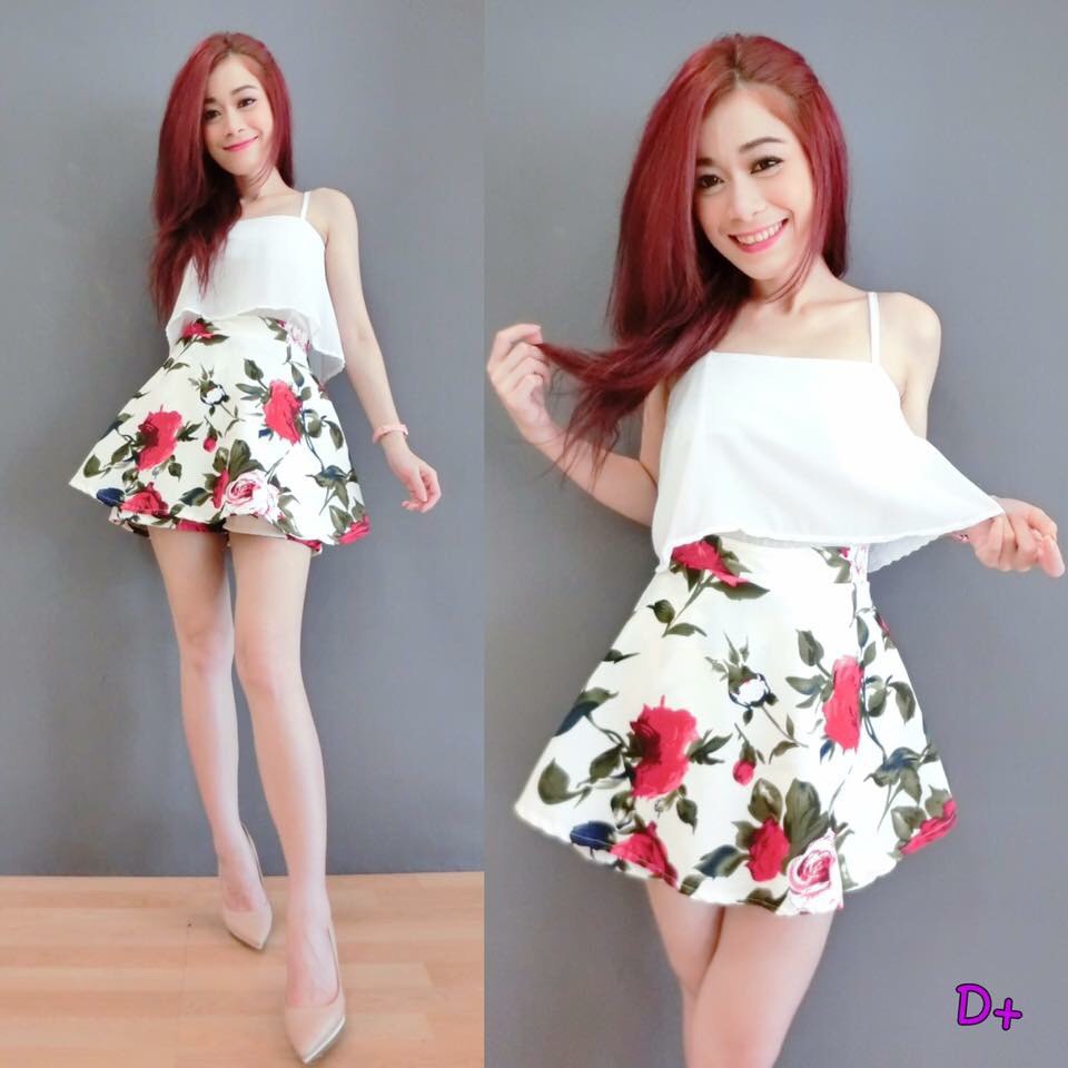 จั้มสูทขาสั้น สายเดี่ยว ปรับสายได้