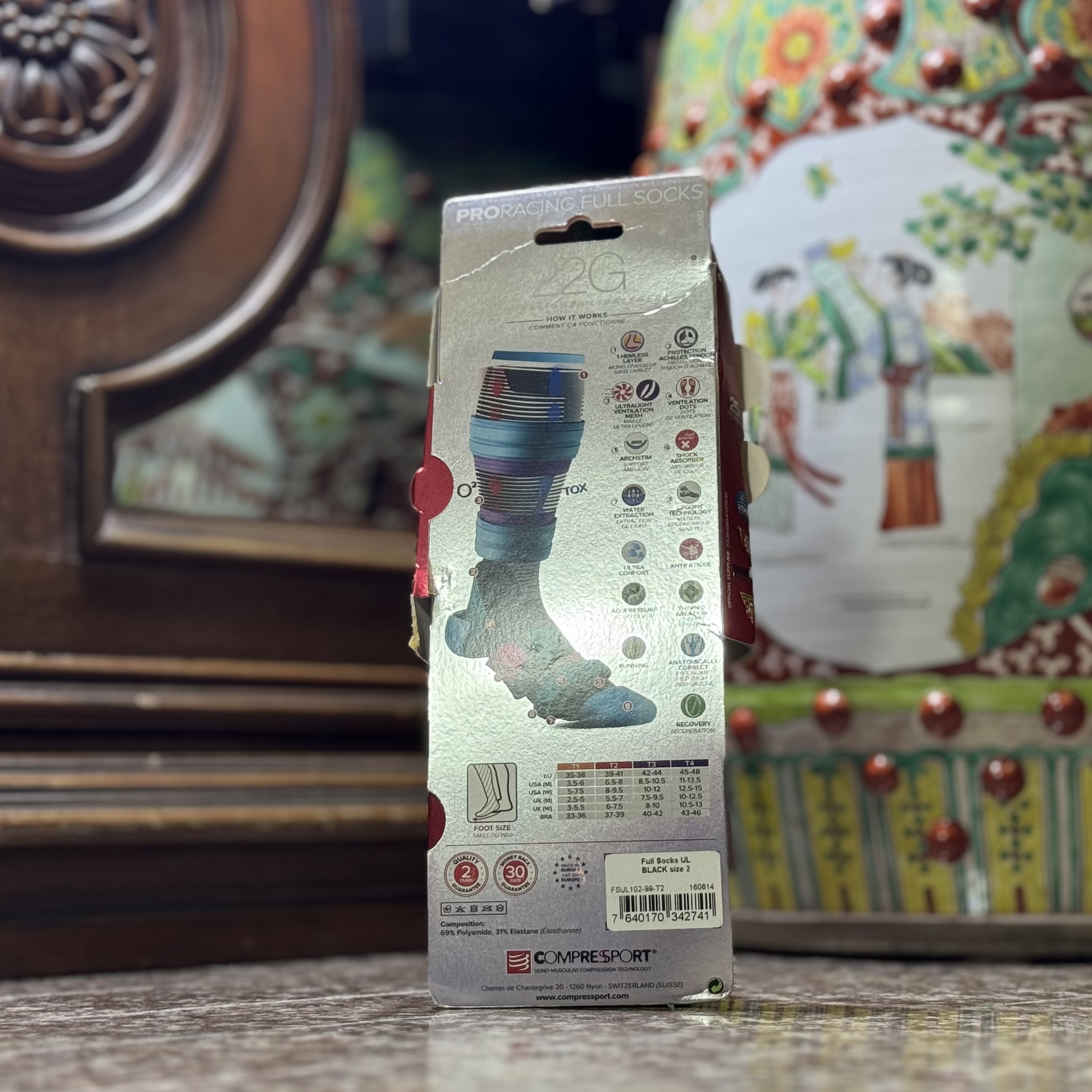 ถุงเท้าวิ่ง Compressport Ultralight Pro Racing Full Socks ‘BLACK’ (T2)