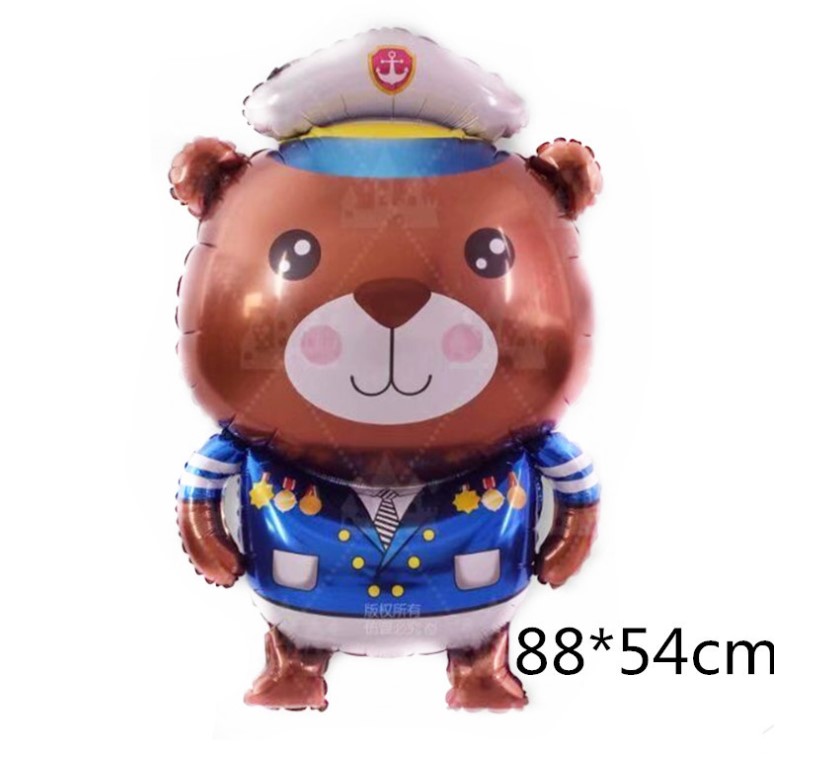 ลูกโป่งหมีกะลาสีเรือ /Bear Captian Boat Foil Balloon (88*54)