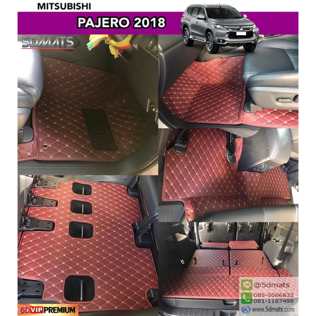 พรมปูพื้นรถยนต์6D NEW PAJERO SPORT 2016-20 รุ่นVIP. PREMIUM สีไวน์แดง หนาพิเศษ เต็มคัน