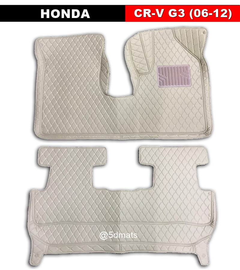 พรมปูพื้นรถยนต์6D HONDA CR-V G3 (2006-12) พรม6D หนังเกรดA หนานุ่ม เกรดA เต็มคัน (2ชิ้น) st