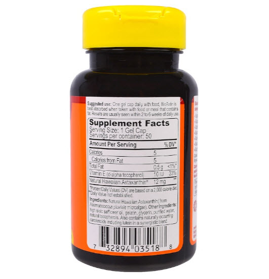 Nutrex Hawaii, BioAstin, Hawaiian Astaxanthin, 12 mg, 50 Gel Caps