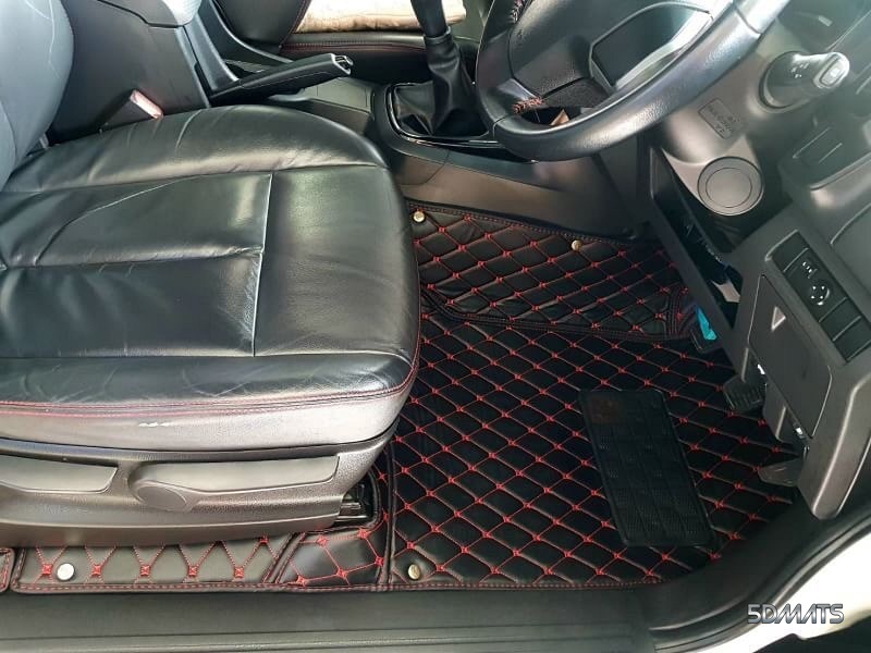 พรมปูพื้นรถยนต์6D D-MAX CAB 2012-2019 รุ่นVIP สีดำด้ายแดง หนาพิเศษ เต็มคัน