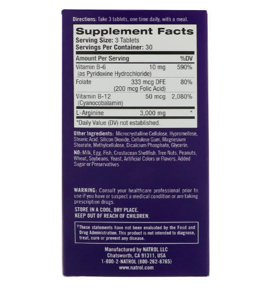 Natrol, L-Arginine, 3000 mg, 90 Tablets