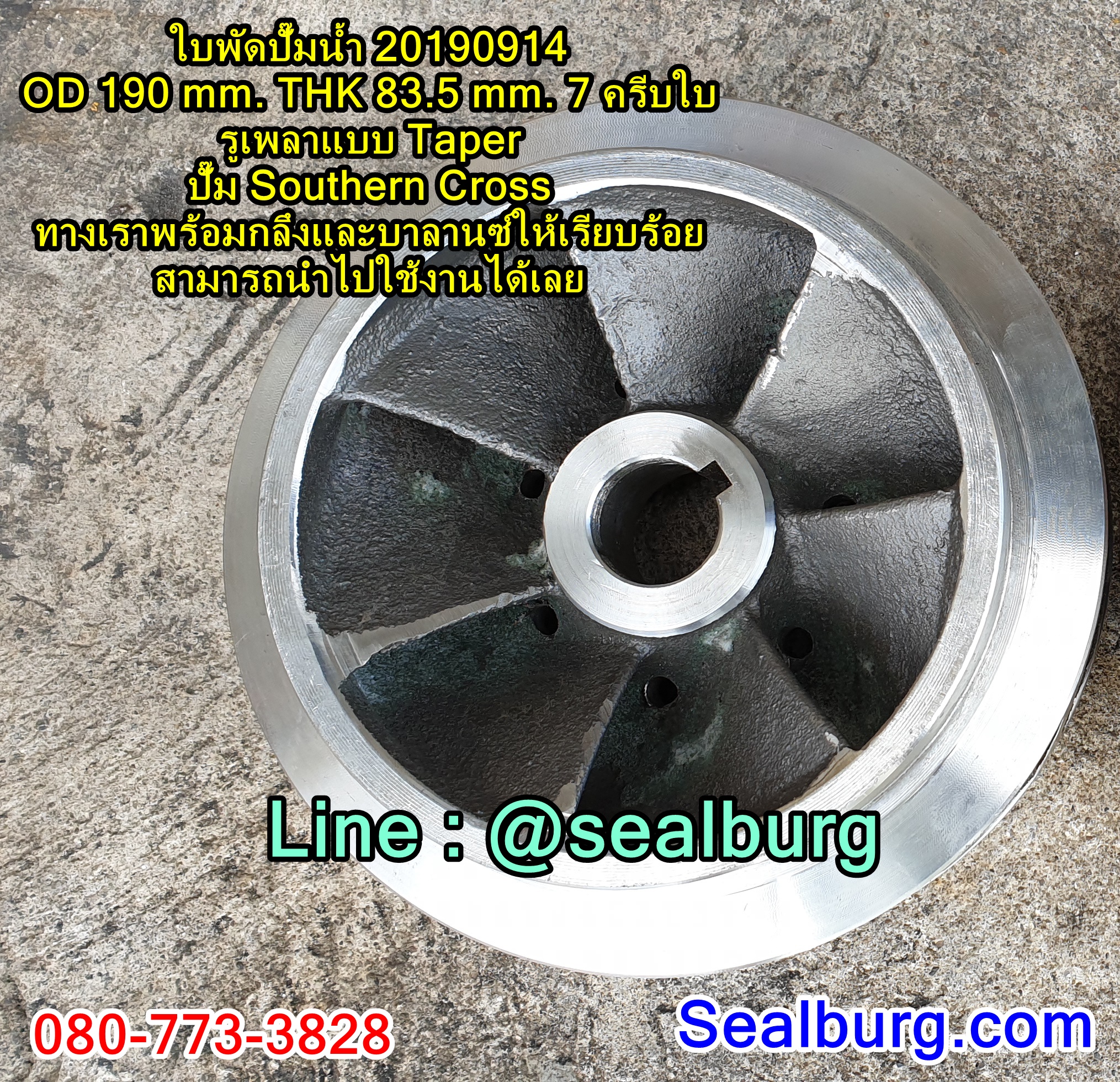 ใบพัดปั๊มน้ำ 20190914 OD 190 mm. THK 83.5 mm. ปั๊ม Southern Cross