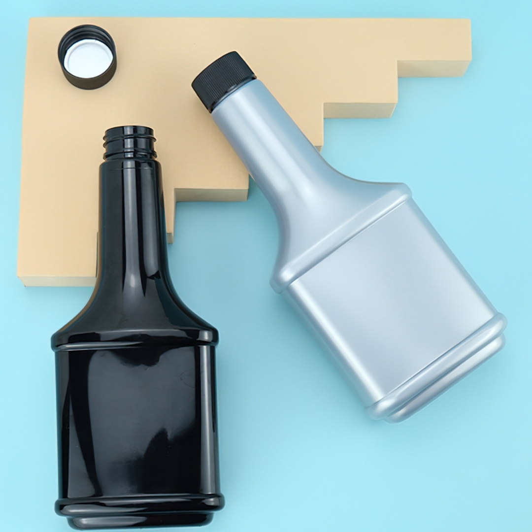 GLP-03 ขวดทรงน้ำมันเกียร์ PET+cap black 380ml (ใช้ใส่กับน้ำดื่มหรือครีมเท่านั้น)