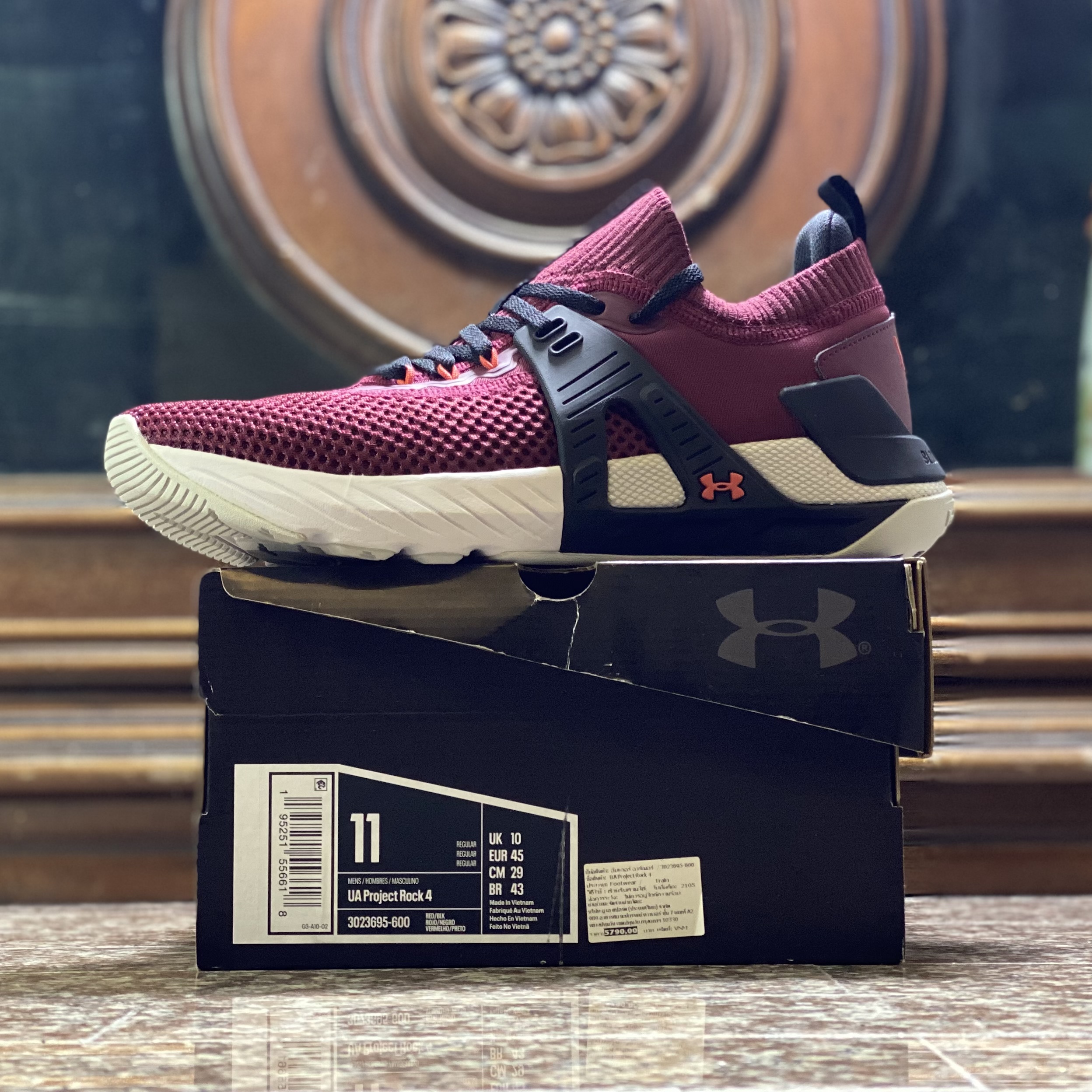 รองเท้าเทรนนิ่ง Under Armour Project Rock 4 ‘Burgundy’ (M8US)