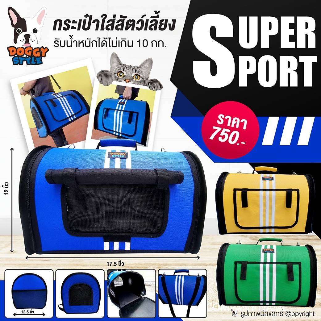 กระเป๋าใส่สัตว์เลี้ยง สไตล์สปอร์ต