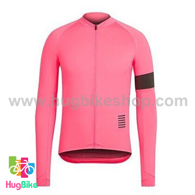 เสื้อจักรยานแขนยาวทีม Rapha 16 (07) สีชมพูปลอกแขนดำ