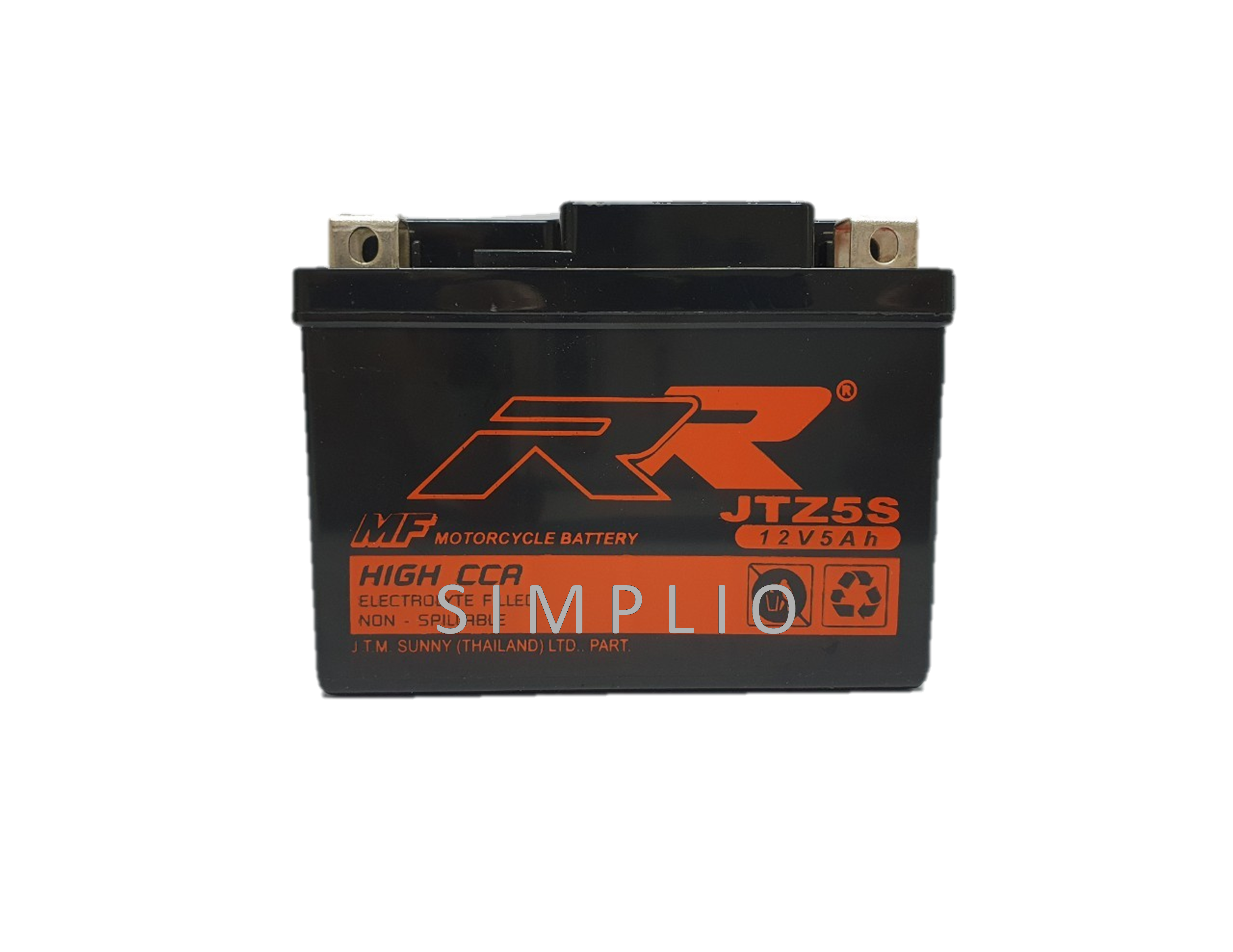 RR Battery JTZ5S (12V 5AH) High CCA แบตเตอรี่สำหรับมอเตอร์ไซค์ (แบตมอไซ)