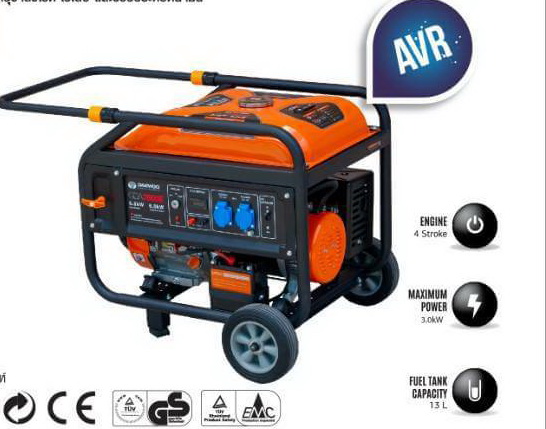 Daewoo เครื่องปั่นไฟเบนซิน 6500วัตต์ 8 KVA รุ่น GDA7500E