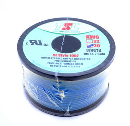 สายไฟอ่อน UL1007 ความยาวม้วนละ 100 ฟุต AWGขนาดต่างๆ (Standard Wire)