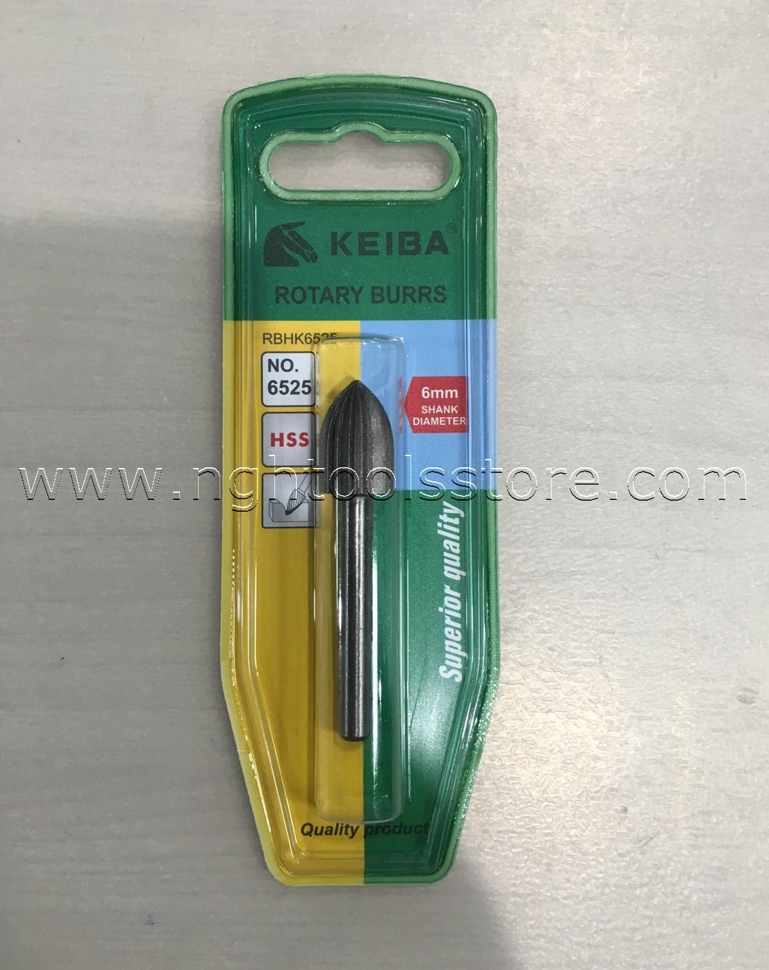 เจียรเหล็ก เบอร์ 6525 แกน 6 มิล ยี่ห้อ KEIBA