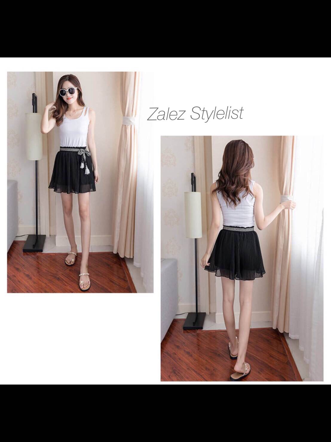 กระโปรงกางเกง ผ้าเกาหลีอัดพลีทจีบเล็ก