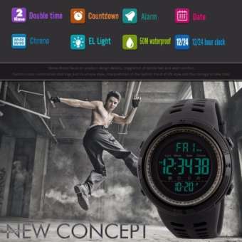 SKMEI แบรนด์นาฬิกาผู้ชายนับถอยหลังเวลาสองนาฬิกาปลุก Chrono ดิจิตอลนาฬิกาข้อมือ 50 เมตรกันน้ำ Watch 1251 - นานาชาติ