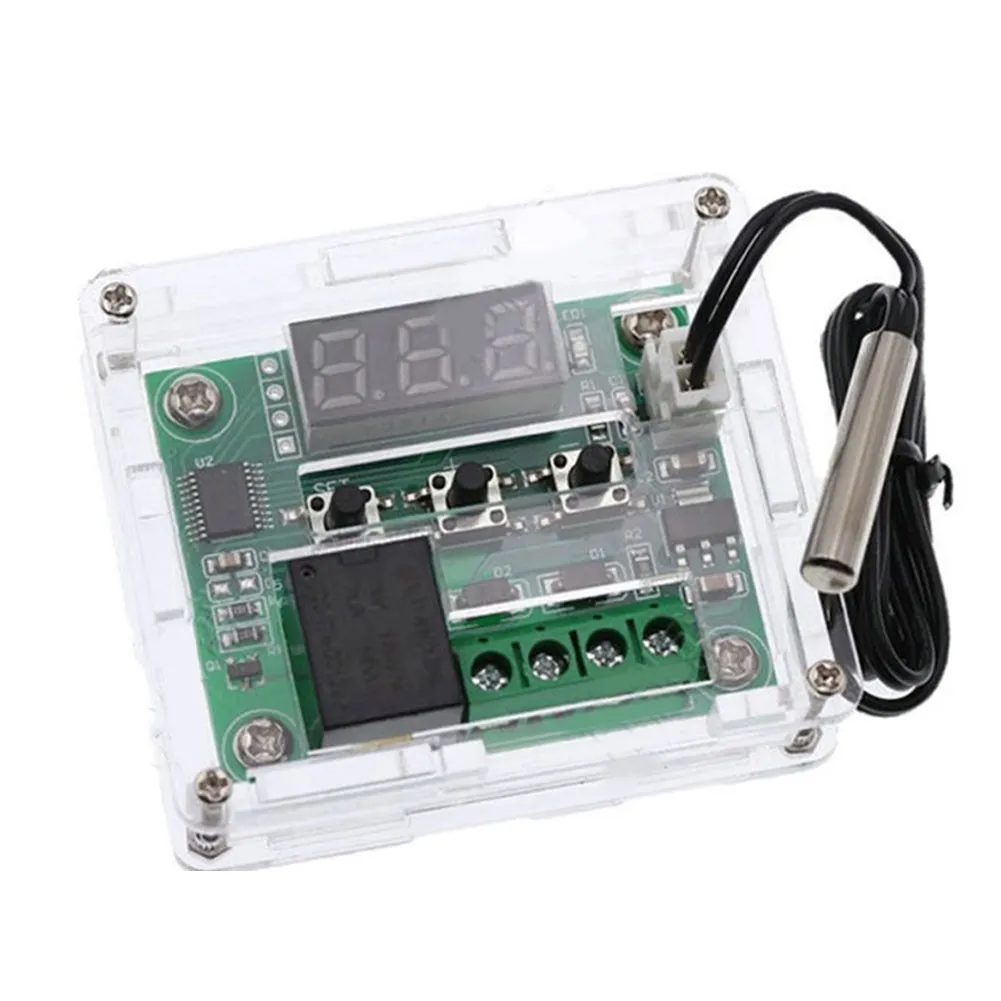 ชุดบอร์ดควบคุมอุปกรณ์ไฟฟ้าด้วยอุณหภูมิพร้อมLEDแสดงตัวเลข (Digital Thermostat Module W1209) ครบชุดพร้อมใช้ W1209