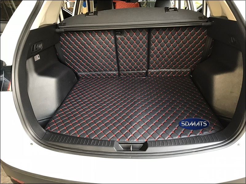 พรมปูพื้นรถยนต์ 6D MAZDA CX-5 (ปี2013-16) พรม6D สีดำด้ายแดง รวมแผ่นท้าย+ปิดเบาะ เต็มคัน