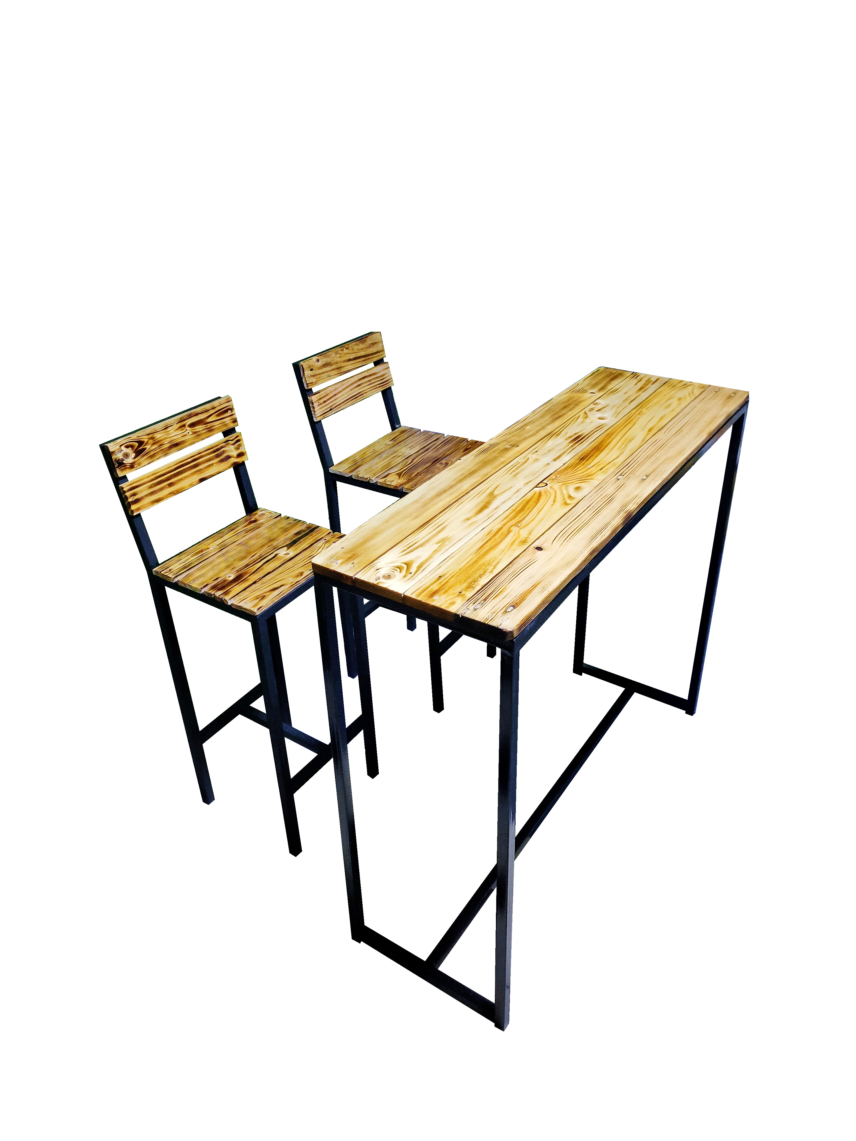 โต๊ะบาร์ โต๊ะกาแฟ พร้อมเก้าอี้2ตัว สุดหรู loft style ทรงสูง ยาว 110 ซม. กว้าง40ซม. สูง100ซม. เก้าอี้บาร์ สุดหรู สูง 30นิ้ว ถึงเบาะนั่ง ความสูงถึงพนักพิง 100cmกว้าง 35 ซม. X ยาว 32 ซม พร้อมยางกันลื่น Bar table set with 2 chairs
