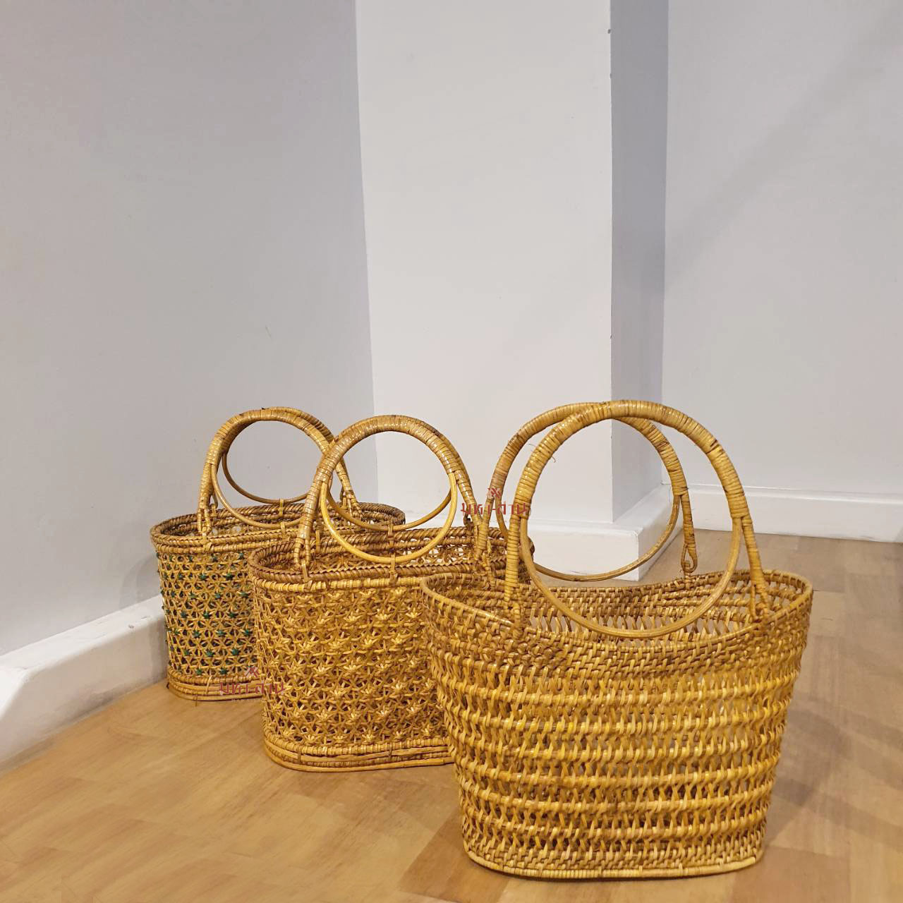 ตะกร้าหวาย ตะกร้าไปวัด ตะกร้าทำบุญ ลายพิกุล🧺