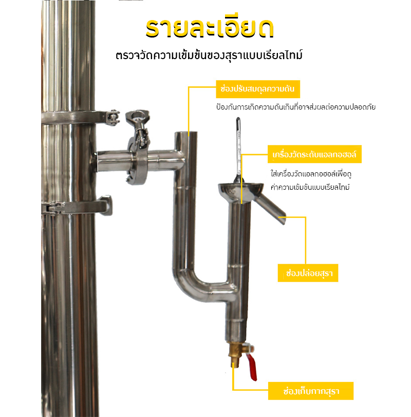 หม้อกลั่นเหล้าทองแดงแบบสองชั้น 120 ลิตร