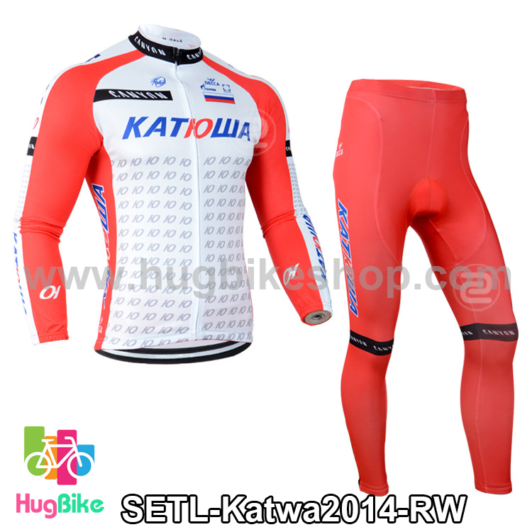 ชุดจักรยานแขนยาวทีม Katwa 14 (01) สีแดงขาว