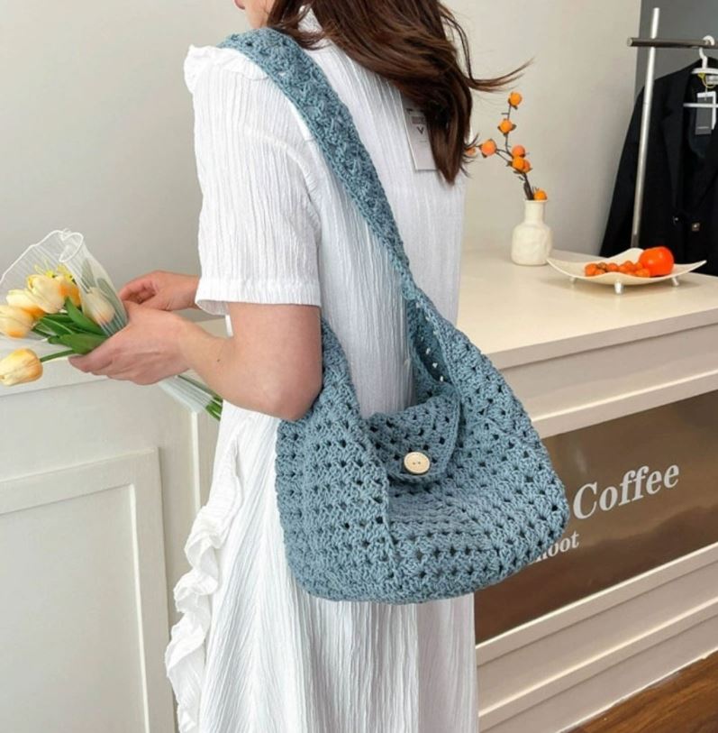 กระเป๋าถักโครเชต์ สะพายย่ามเล็ก แฟชั่นเกาหลี 💕